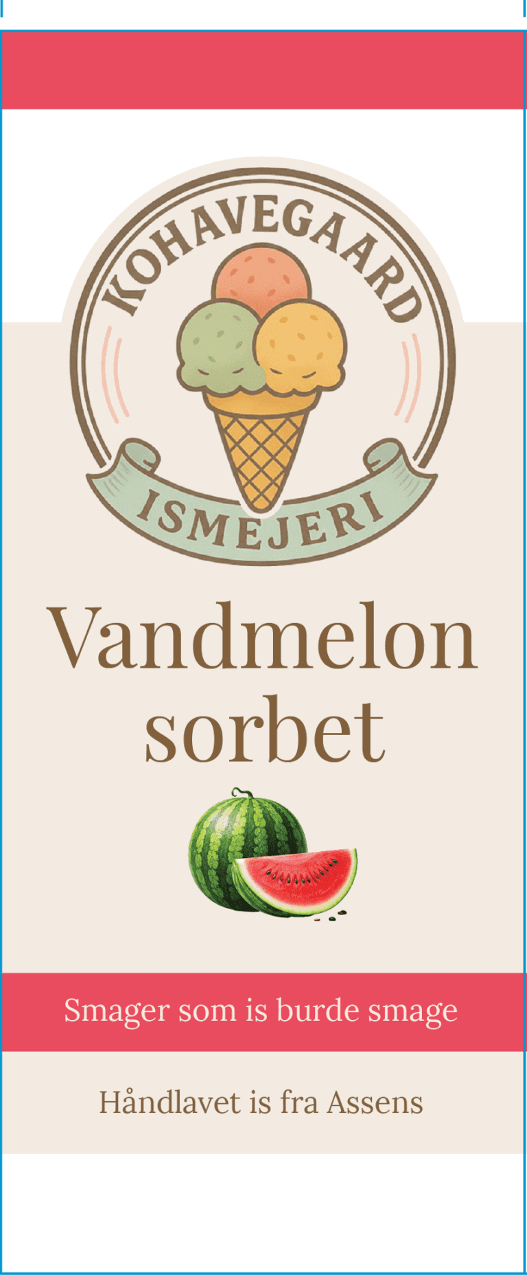 Vandmelon sorbet · etiketmotiv